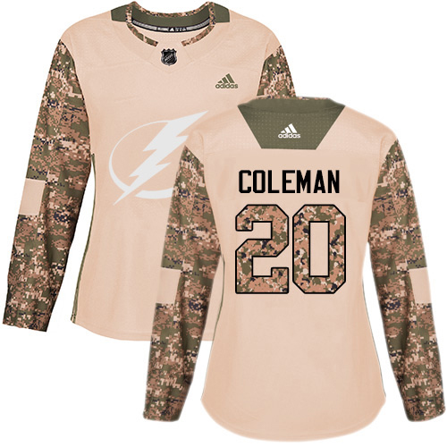 Tampa Bay Lightning #20 Blake Coleman Camo Authentic 2017 Veterans Day Women's Stitched Jersey Womens cheap jerseys for sale - CheapJerseys.Shop