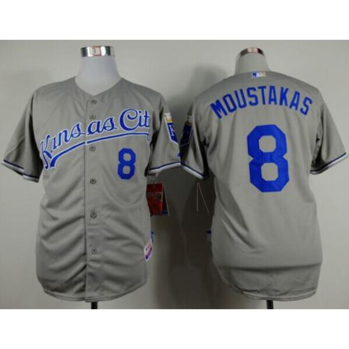 Kansas City Royals #8 Mike Moustakas Grey Cool Base Stitched Jersey Men's cheap jerseys for sale - CheapJerseys.Shop