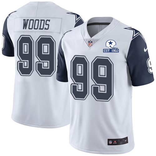 Dallas Cowboys #99 Antwaun Woods White Men's Stitched With Established In 1960 Patch Limited Rush Jersey Men's cheap jerseys for sale - CheapJerseys.Shop