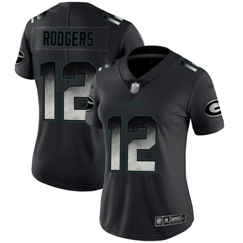 Packers #12 Aaron Rodgers Black Women's Stitched Vapor Untouchable Limited Smoke Fashion Jersey cheap jerseys for sale - CheapJerseys.Shop