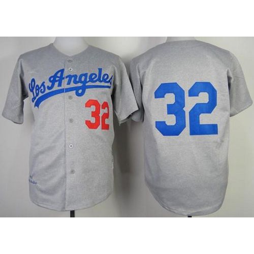 Mitchell And Ness 1963 Los Angeles Dodgers #32 Sandy Koufax Grey Throwback Stitched Jersey Men's cheap jerseys for sale - CheapJerseys.Shop
