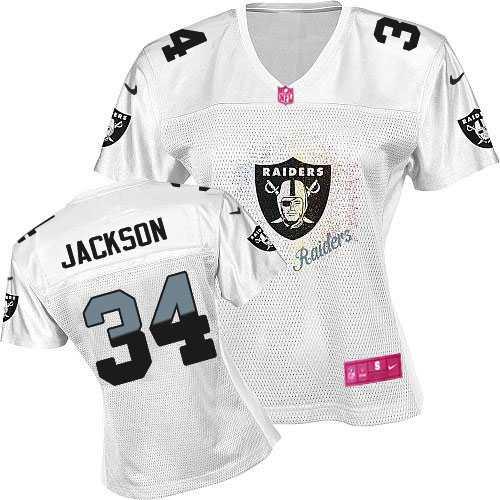 Raiders #34 Bo Jackson White Women's Fem Fan Game Jersey cheap jerseys for sale - CheapJerseys.Shop