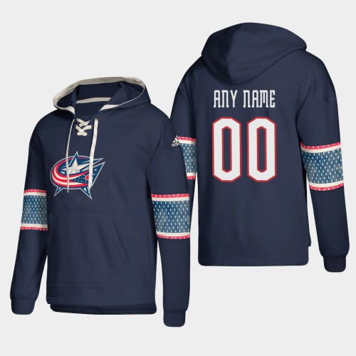 Columbus Blue Jackets Personalized Lace-Up Pullover Hoodie Blue cheap jerseys for sale - CheapJerseys.Shop