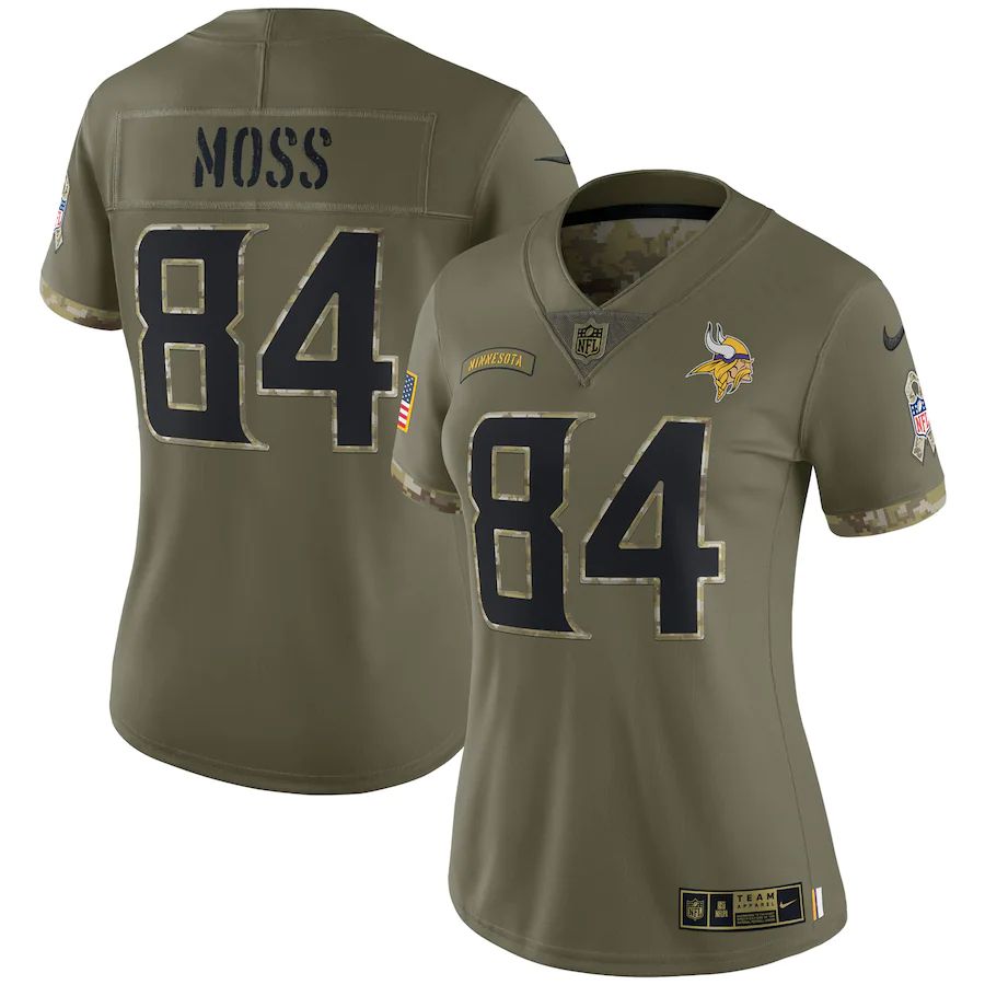 Minnesota Vikings #84 Randy Moss Women's 2022 Salute To Service Limited Jersey - Olive cheap jerseys for sale - CheapJerseys.Shop