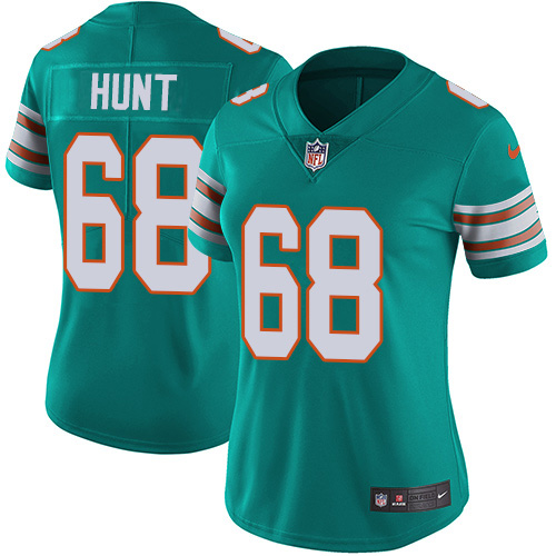 Miami Dolphins #68 Robert Hunt Aqua Green Alternate Women's Stitched Vapor Untouchable Limited Jersey Womens cheap jerseys for sale - CheapJerseys.Shop
