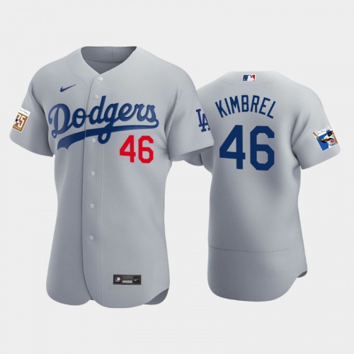 Los Angeles Los Angeles Dodgers #46 Craig Kimbrel Men's Jackie Robinson 75th Anniversary Authentic Jersey - Gray Men's cheap jerseys for sale - CheapJerseys.Shop