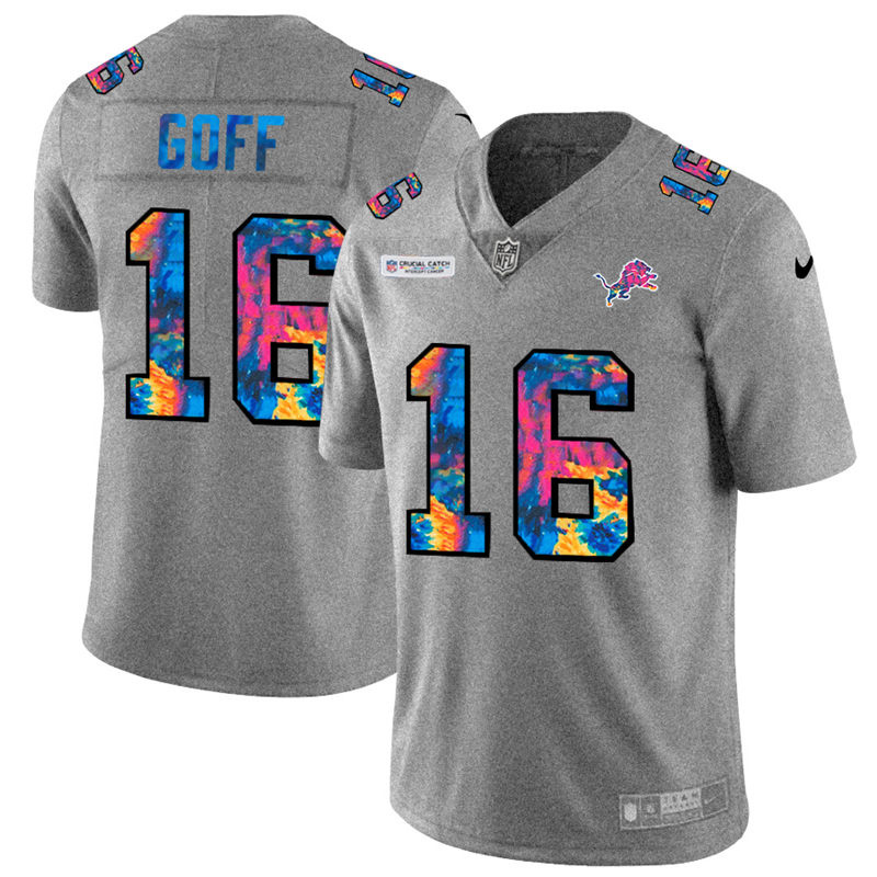 Detroit Lions #16 Jared Goff Men's Multi-Color 2020 Crucial Catch Jersey Greyheather cheap jerseys for sale - CheapJerseys.Shop