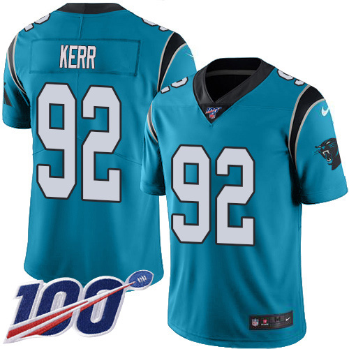 Carolina Panthers #92 Zach Kerr Blue Alternate Youth Stitched 100th Season Vapor Untouchable Limited Jersey Youth cheap jerseys for sale - CheapJerseys.Shop