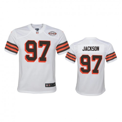Youth Cleveland Browns #97 Malik Jackson 1946 Collection Alternate Game Limited Jersey - White Youth cheap jerseys for sale - CheapJerseys.Shop