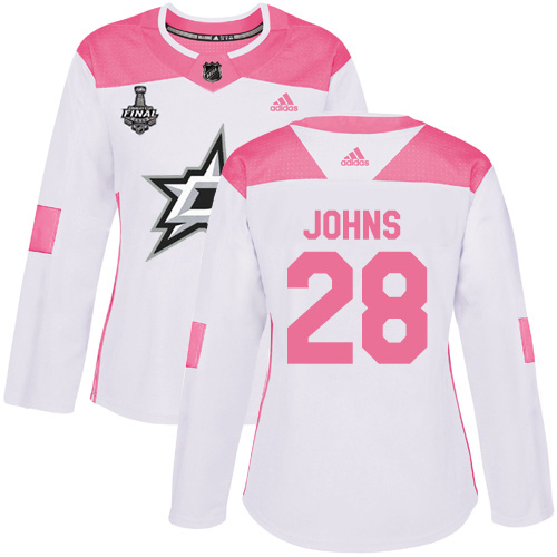 Dallas Stars #28 Stephen Johns White/Pink Authentic Fashion Women's 2020 Stanley Cup Final Stitched Jersey Womens cheap jerseys for sale - CheapJerseys.Shop