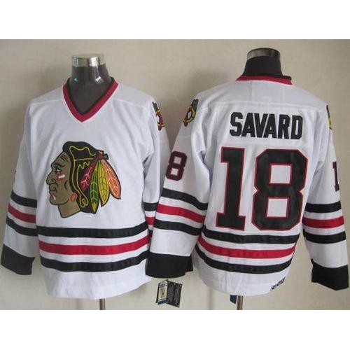 Chicago Blackhawks #18 Denis Savard White CCM Throwback Stitched Jersey Men's cheap jerseys for sale - CheapJerseys.Shop
