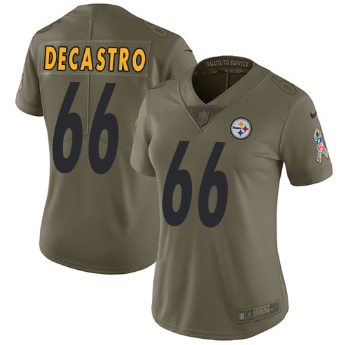 Pittsburgh Steelers #66 David DeCastro Olive Women's Stitched Limited 2017 Salute to Service Jersey Womens cheap jerseys for sale - CheapJerseys.Shop