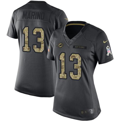 Dolphins #13 Dan Marino Black Women's Stitched Limited 2016 Salute To Service Jersey cheap jerseys for sale - CheapJerseys.Shop