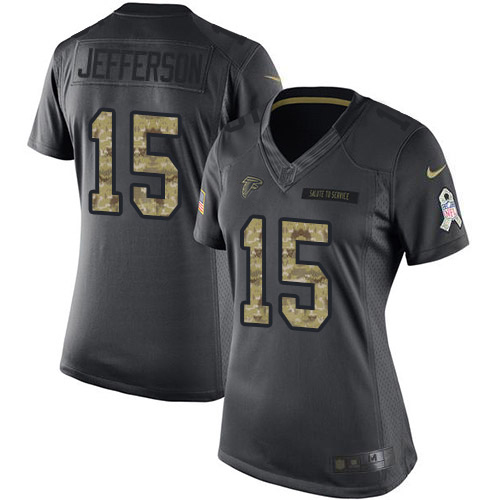 Falcons #15 Van Jefferson Black Stitched Women's Limited 2016 Salute To Service Jersey cheap jerseys for sale - CheapJerseys.Shop
