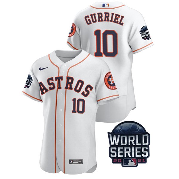 Houston Astros #10 Yuli Gurriel Men's 150th Anniversary 2021 World Series Authentic Jersey - White cheap jerseys for sale - CheapJerseys.Shop