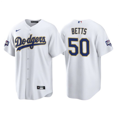 Los Angeles Los Angeles Dodgers #50 Mookie Betts Men's 2021 Gold Program World Series Champions Jersey Whtie Men's cheap jerseys for sale - CheapJerseys.Shop