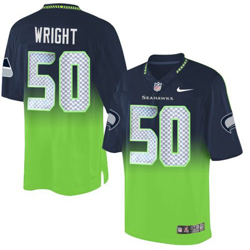 Seattle Seahawks #50 K.J. Wright Steel Blue/Green Men's Stitched Elite Fadeaway Fashion Jersey Men's cheap jerseys for sale - CheapJerseys.Shop