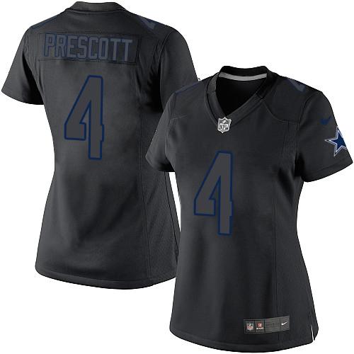 Cowboys #4 Dak Prescott Black Impact Women's Stitched Limited Jersey cheap jerseys for sale - CheapJerseys.Shop