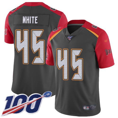 Buccaneers #45 Devin White Gray Men's Stitched Limited Inverted Legend 100th Season Jersey cheap jerseys for sale - CheapJerseys.Shop