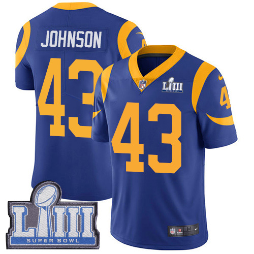 Los Angeles Rams #43 John Johnson Royal Blue Alternate Super Bowl LIII Bound Men's Stitched Vapor Untouchable Limited Jersey Men's cheap jerseys for sale - CheapJerseys.Shop