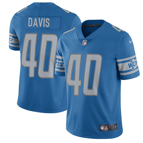 Detroit Lions #40 Jarrad Davis Light Blue Team Color Youth Stitched Vapor Untouchable Limited Jersey Youth cheap jerseys for sale - CheapJerseys.Shop
