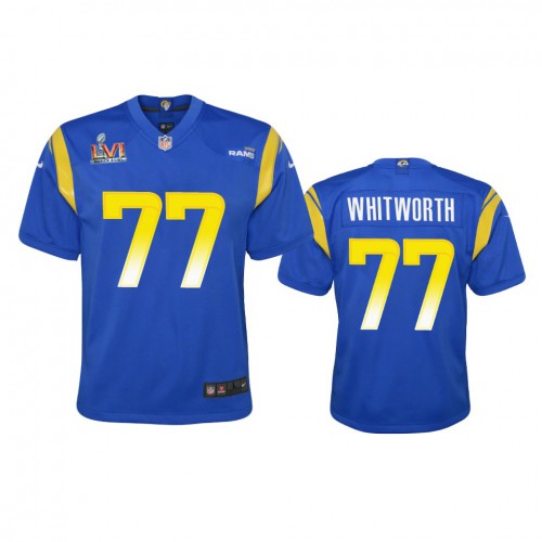 Los Angeles Los Angeles Rams #77 Andrew Whitworth Youth Super Bowl LVI Patch Game Jersey - Royal Youth cheap jerseys for sale - CheapJerseys.Shop