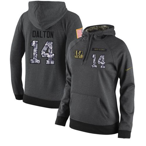 Women's Cincinnati Bengals #14 Andy Dalton Stitched Black Anthracite Salute To Service Player Performance Hoodie cheap jerseys for sale - CheapJerseys.Shop