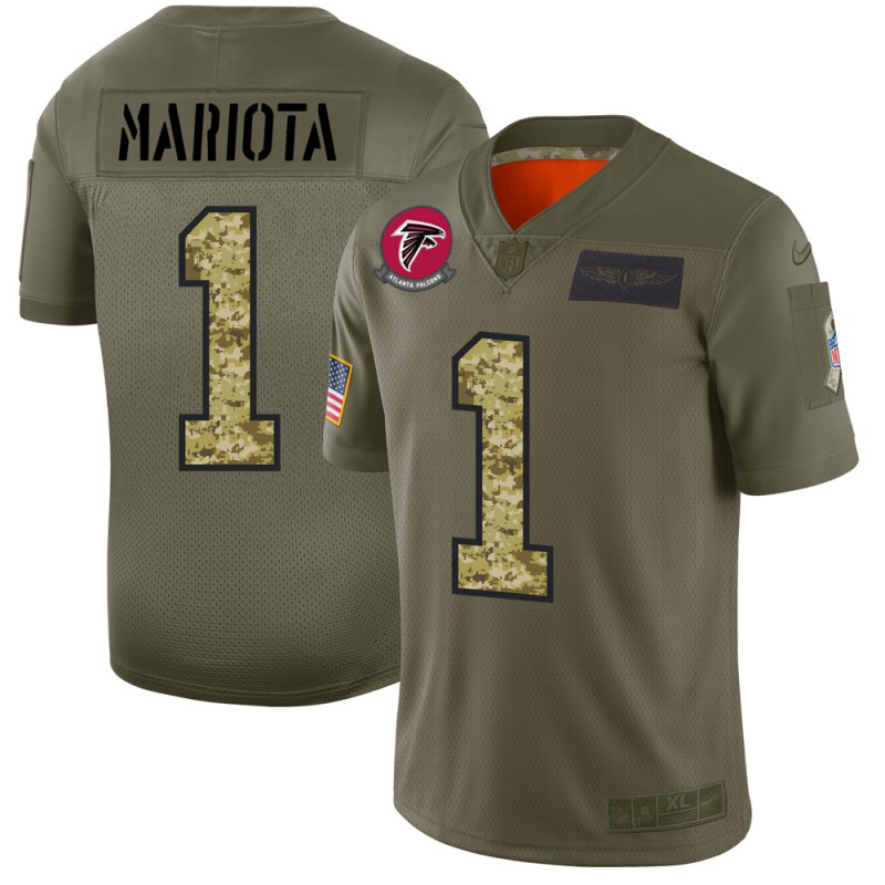 Atlanta Falcons #1 Marcus Mariota Men's 2019 Olive Camo Salute To Service Limited Jersey cheap jerseys for sale - CheapJerseys.Shop