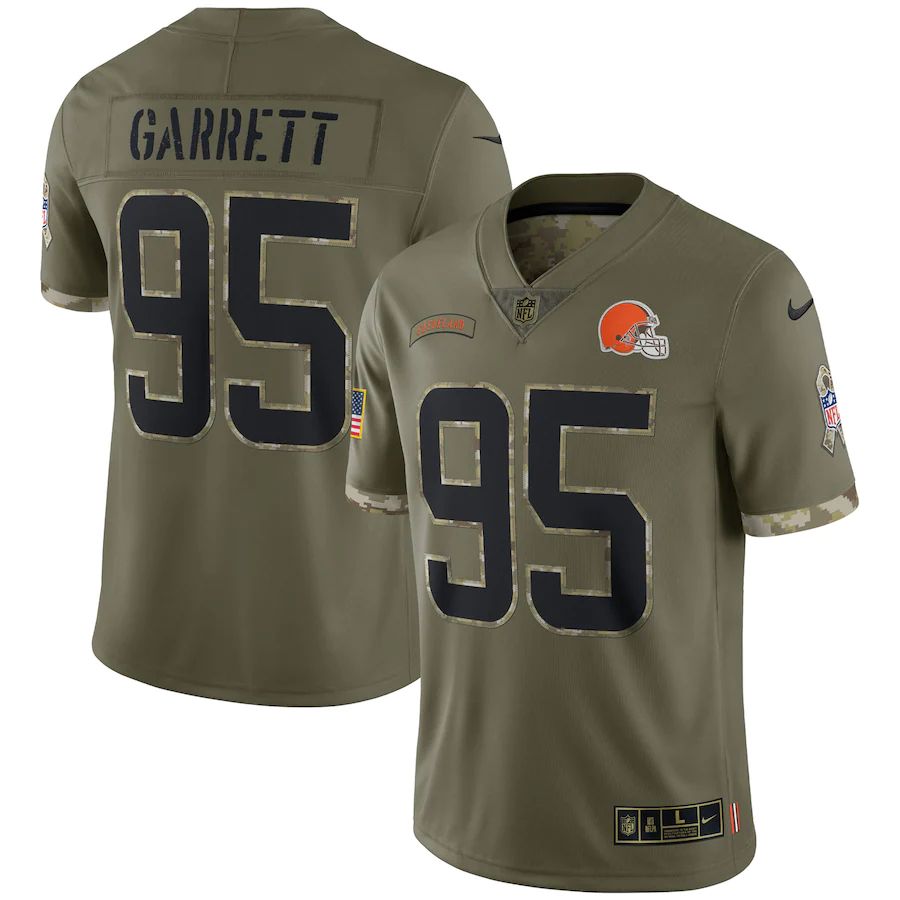 Cleveland Browns #95 Myles Garrett Men's 2022 Salute To Service Limited Jersey - Olive cheap jerseys for sale - CheapJerseys.Shop