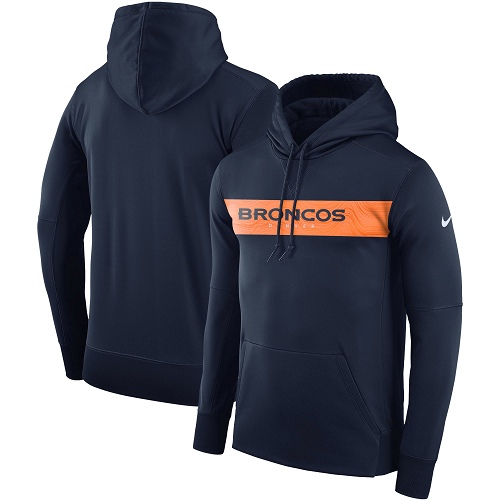 Men's Denver Broncos Navy Sideline Team Performance Pullover Hoodie cheap jerseys for sale - CheapJerseys.Shop