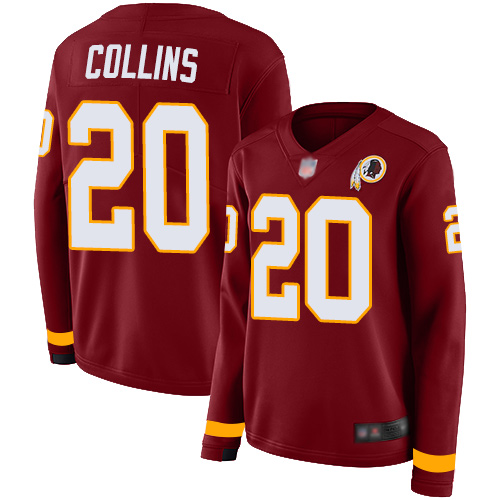 Washington Commanders #20 Landon Collins Burgundy Red Team Color Women's Stitched Limited Therma Long Sleeve Jersey Womens cheap jerseys for sale - CheapJerseys.Shop