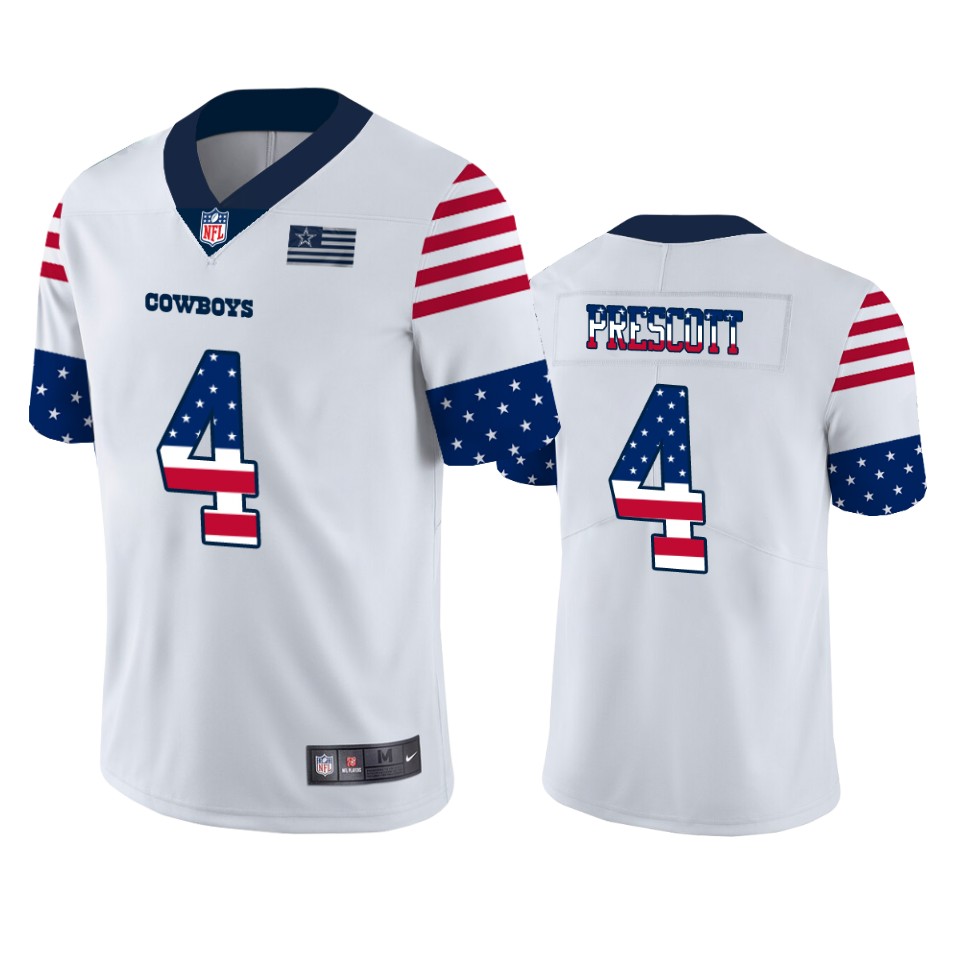 Dallas Cowboys #4 Dak Prescott White Men's Team Logo USA Flag Vapor Untouchable Limited Jersey cheap jerseys for sale - CheapJerseys.Shop