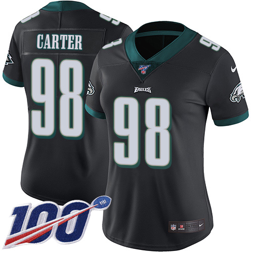 Eagles #98 Jalen Carter Black Alternate Women's Stitched 100th Season Vapor Untouchable Limited Jersey cheap jerseys for sale - CheapJerseys.Shop