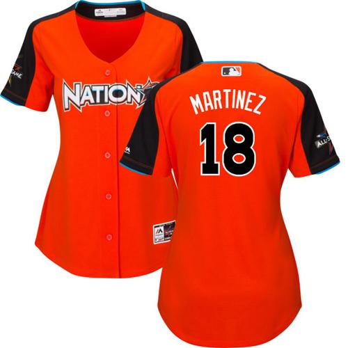 St.Louis Cardinals #18 Carlos Martinez Orange 2017 All-Star National League Women's Stitched Jersey Womens cheap jerseys for sale - CheapJerseys.Shop