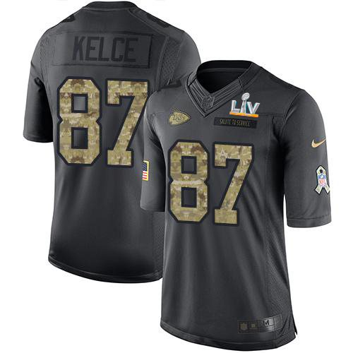 Chiefs #87 Travis Kelce Black Youth Super Bowl LV Bound Stitched Limited 2016 Salute To Service Jersey cheap jerseys for sale - CheapJerseys.Shop
