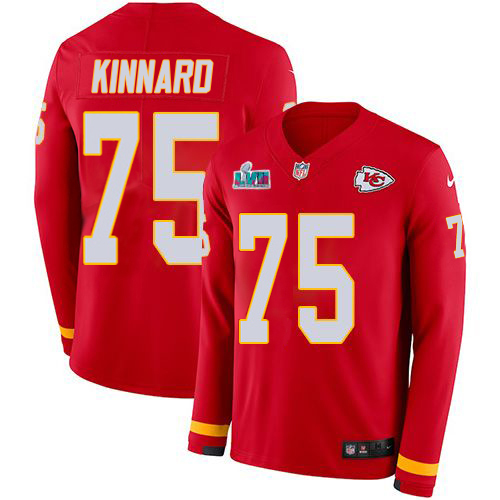 Chiefs #75 Darian Kinnard Red Team Color Super Bowl LVII Patch Youth Stitched Limited Therma Long Sleeve Jersey cheap jerseys for sale - CheapJerseys.Shop