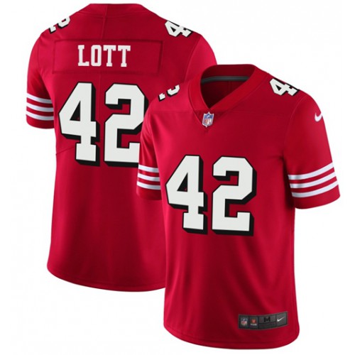 San Francisco 49ers #42 Ronnie Lott Red Team Color Men's Stitched Vapor Untouchable Limited II Jersey Men's cheap jerseys for sale - CheapJerseys.Shop