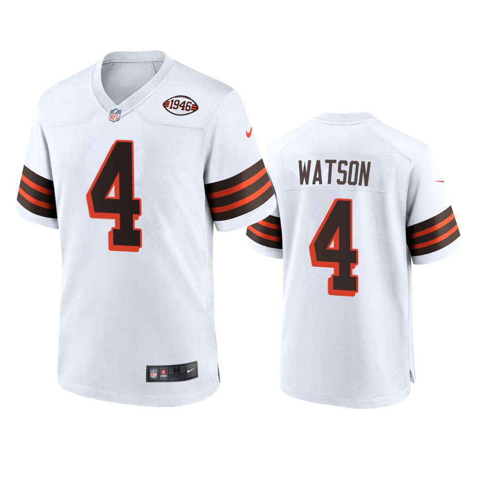 Browns #4 Deshaun Watson 1946 Collection Alternate Game Limited Jersey - White cheap jerseys for sale - CheapJerseys.Shop