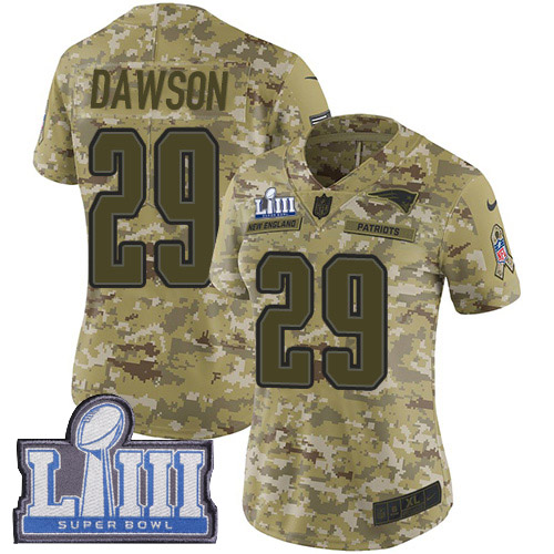 New England Patriots #29 Duke Dawson Camo Super Bowl LIII Bound Women's Stitched Limited 2018 Salute to Service Jersey Womens cheap jerseys for sale - CheapJerseys.Shop