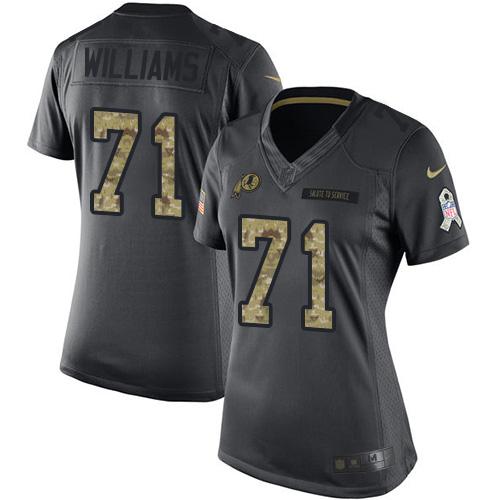 Washington Commanders #71 Trent Williams Black Women's Stitched Limited 2016 Salute to Service Jersey Womens cheap jerseys for sale - CheapJerseys.Shop