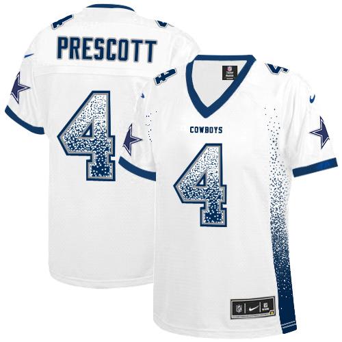 Cowboys #4 Dak Prescott White Women's Stitched Elite Drift Fashion Jersey cheap jerseys for sale - CheapJerseys.Shop