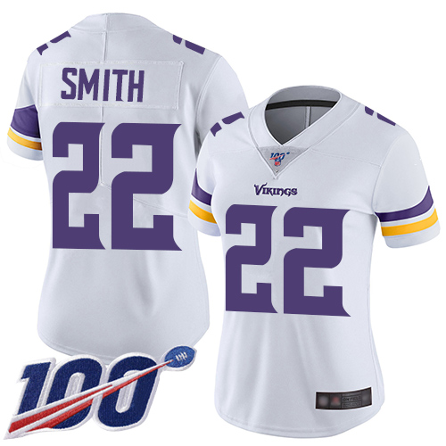Vikings #22 Harrison Smith White Women's Stitched 100th Season Vapor Limited Jersey cheap jerseys for sale - CheapJerseys.Shop