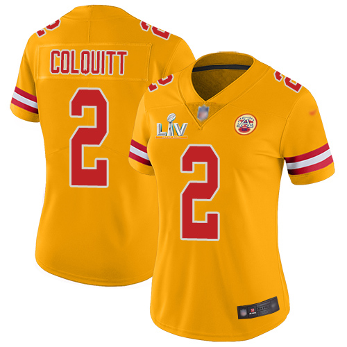 Kansas City Chiefs #2 Dustin Colquitt Gold Women's Super Bowl LV Bound Stitched Limited Inverted Legend Jersey Womens cheap jerseys for sale - CheapJerseys.Shop