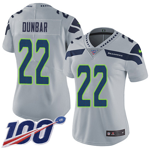 Seattle Seahawks #22 Quinton Dunbar Grey Alternate Women's Stitched 100th Season Vapor Untouchable Limited Jersey Womens cheap jerseys for sale - CheapJerseys.Shop