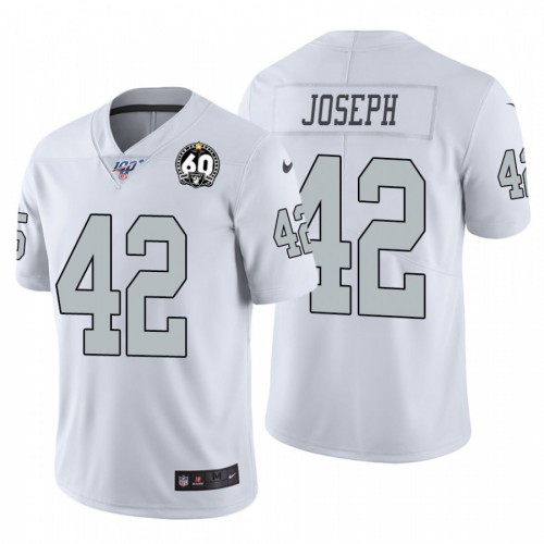 Las Vegas Raiders #42 Karl Joseph White 60th Anniversary Patch Men's Stitched 100 Limited Color Rush Jersey Men's cheap jerseys for sale - CheapJerseys.Shop