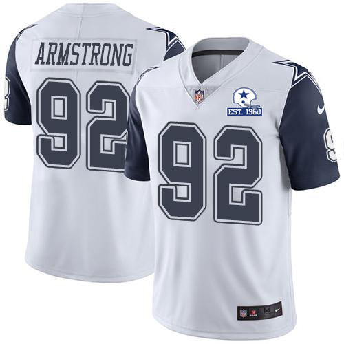 Dallas Cowboys #92 Dorance Armstrong White Men's Stitched With Established In 1960 Patch Limited Rush Jersey Men's cheap jerseys for sale - CheapJerseys.Shop