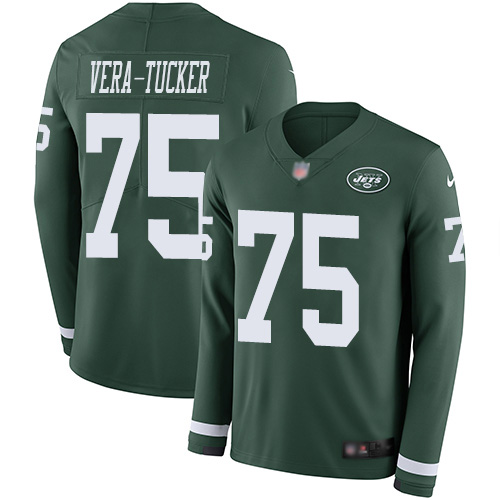New York Jets #75 Alijah Vera-Tucker Green Team Color Men's Stitched Limited Therma Long Sleeve Jersey Men's cheap jerseys for sale - CheapJerseys.Shop