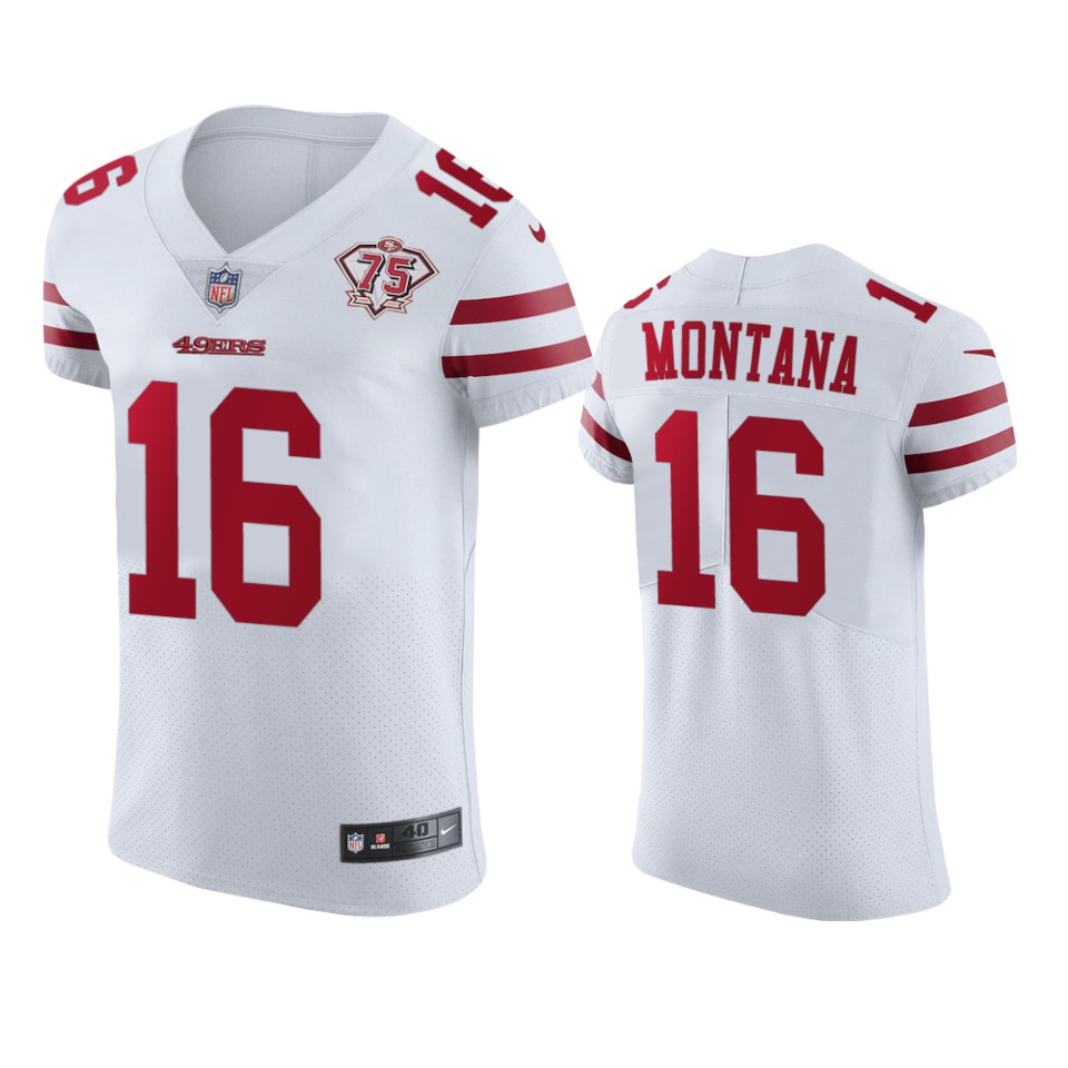49ers #16 Joe Montana White Men's 75th Anniversary Stitched Vapor Untouchable Elite Jersey cheap jerseys for sale - CheapJerseys.Shop