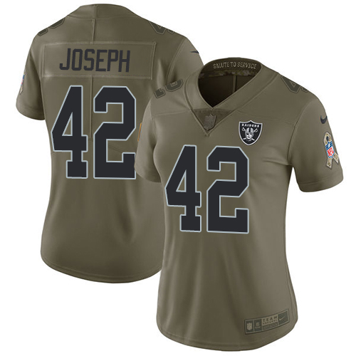 Las Vegas Raiders #42 Karl Joseph Olive Women's Stitched Limited 2017 Salute to Service Jersey Womens cheap jerseys for sale - CheapJerseys.Shop