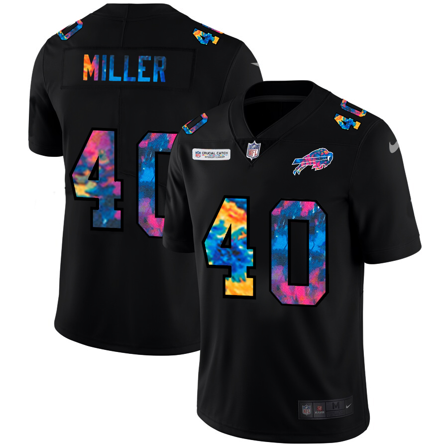 Buffalo Bills #40 Von Miller Men's Multi-Color Black 2020 Crucial Catch Vapor Untouchable Limited Jersey cheap jerseys for sale - CheapJerseys.Shop